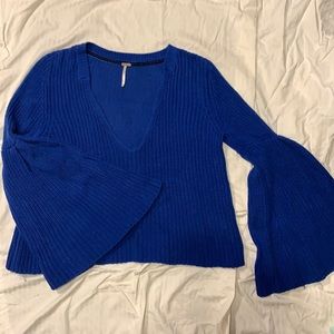 Bell sleeve cobalt blue FP sweater